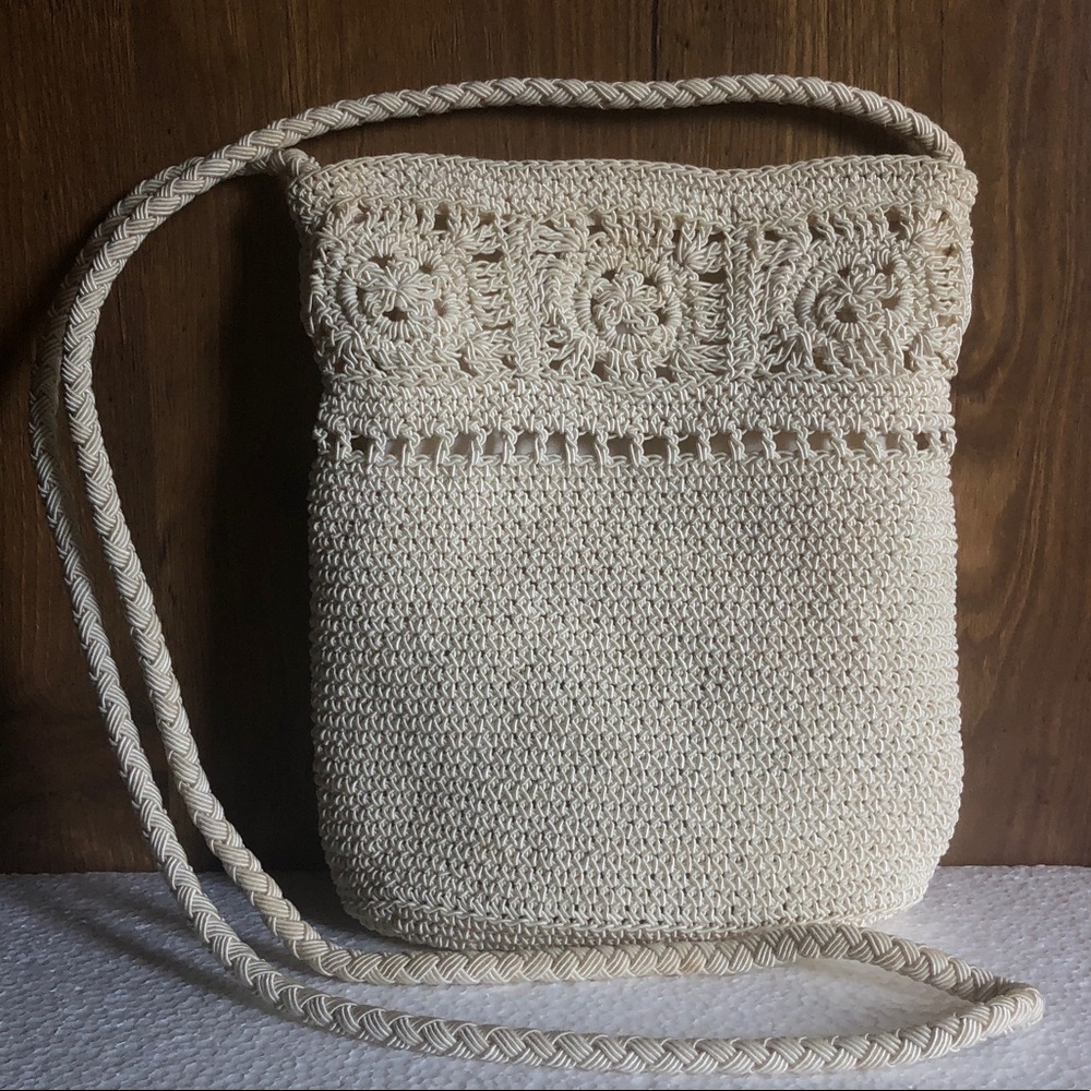 Kitlie Lee Collection Cream Crocheted Purse